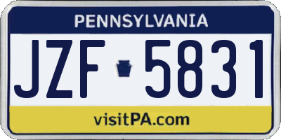 PA license plate JZF5831