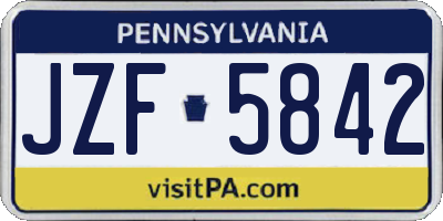 PA license plate JZF5842