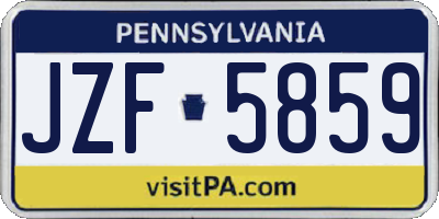PA license plate JZF5859