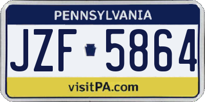 PA license plate JZF5864