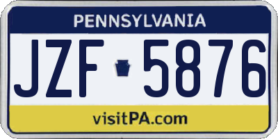PA license plate JZF5876