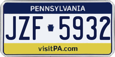 PA license plate JZF5932