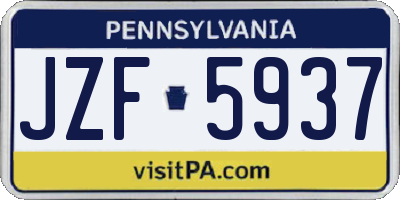 PA license plate JZF5937