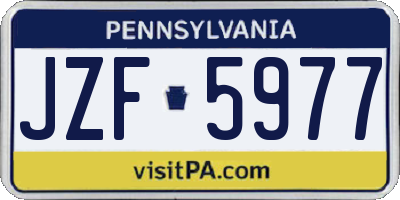 PA license plate JZF5977