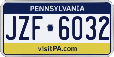 PA license plate JZF6032