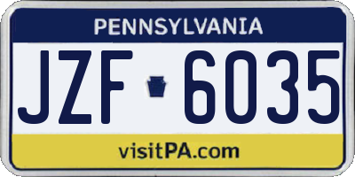 PA license plate JZF6035
