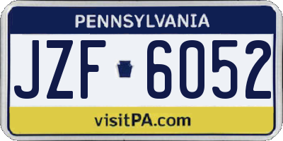 PA license plate JZF6052