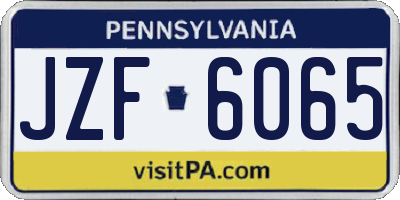 PA license plate JZF6065