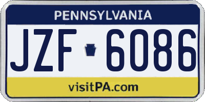 PA license plate JZF6086