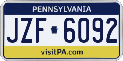 PA license plate JZF6092