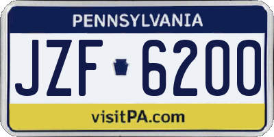 PA license plate JZF6200