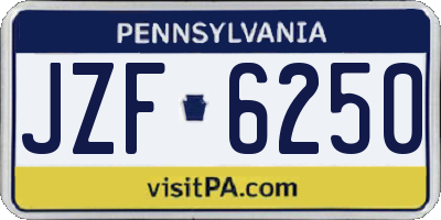 PA license plate JZF6250