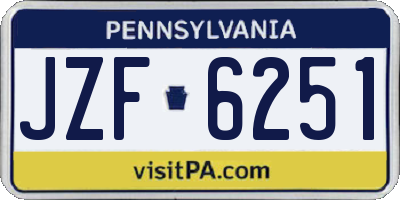 PA license plate JZF6251