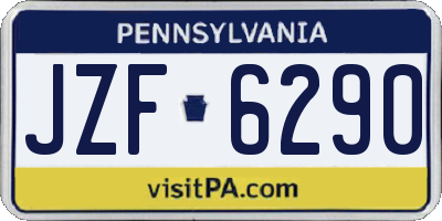 PA license plate JZF6290