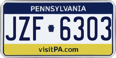PA license plate JZF6303