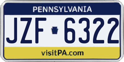 PA license plate JZF6322