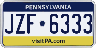 PA license plate JZF6333