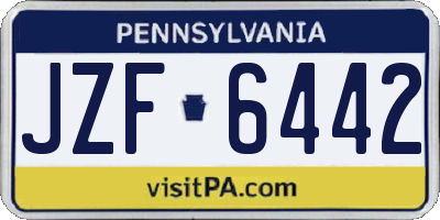 PA license plate JZF6442