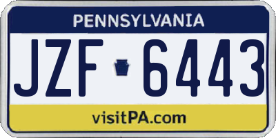 PA license plate JZF6443