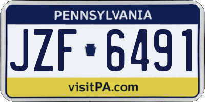 PA license plate JZF6491