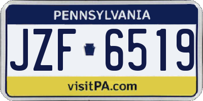 PA license plate JZF6519