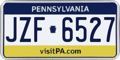 PA license plate JZF6527