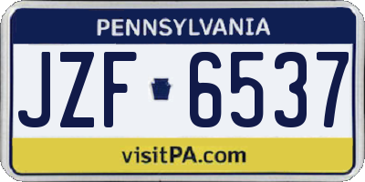 PA license plate JZF6537