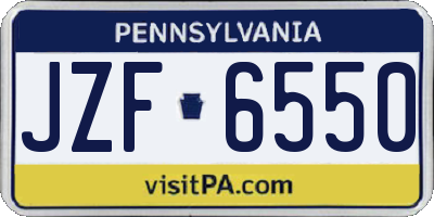 PA license plate JZF6550