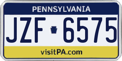 PA license plate JZF6575
