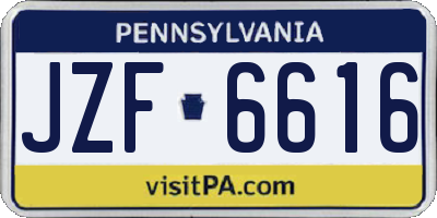 PA license plate JZF6616