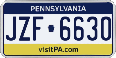 PA license plate JZF6630