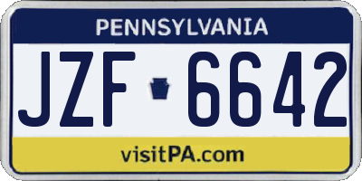 PA license plate JZF6642