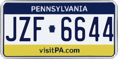 PA license plate JZF6644