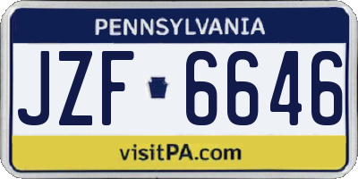 PA license plate JZF6646