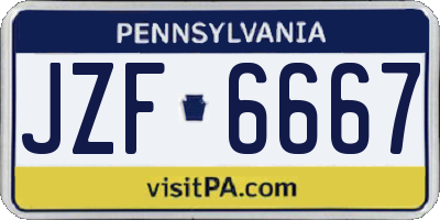 PA license plate JZF6667