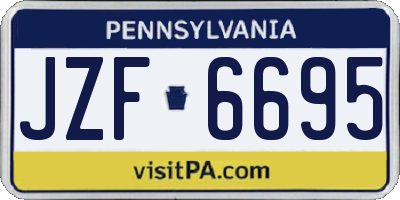 PA license plate JZF6695