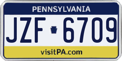 PA license plate JZF6709