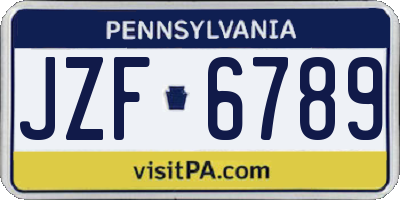 PA license plate JZF6789