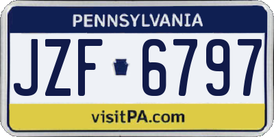 PA license plate JZF6797