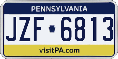 PA license plate JZF6813