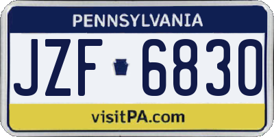 PA license plate JZF6830