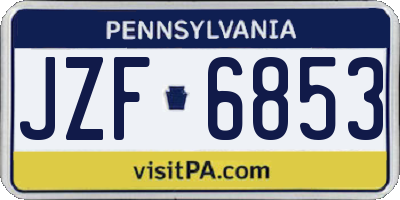 PA license plate JZF6853