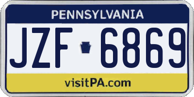 PA license plate JZF6869