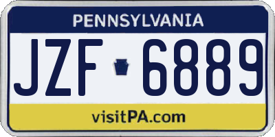 PA license plate JZF6889