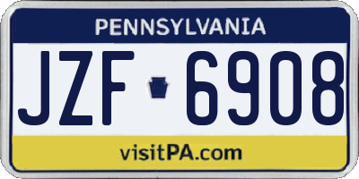 PA license plate JZF6908