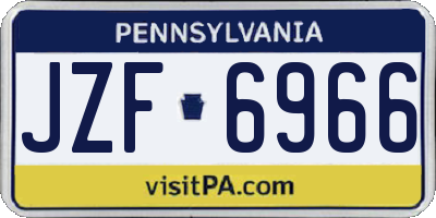 PA license plate JZF6966