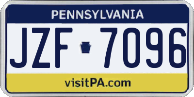 PA license plate JZF7096