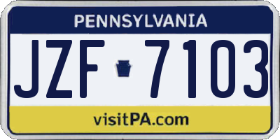 PA license plate JZF7103