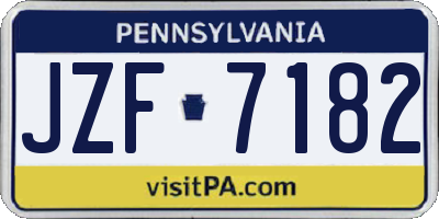 PA license plate JZF7182