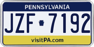 PA license plate JZF7192